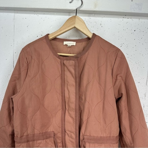 Promesa Large Mauve Pink Slow Lane Quilted Drawstring Zip Up Jacket - Picture 4 of 16